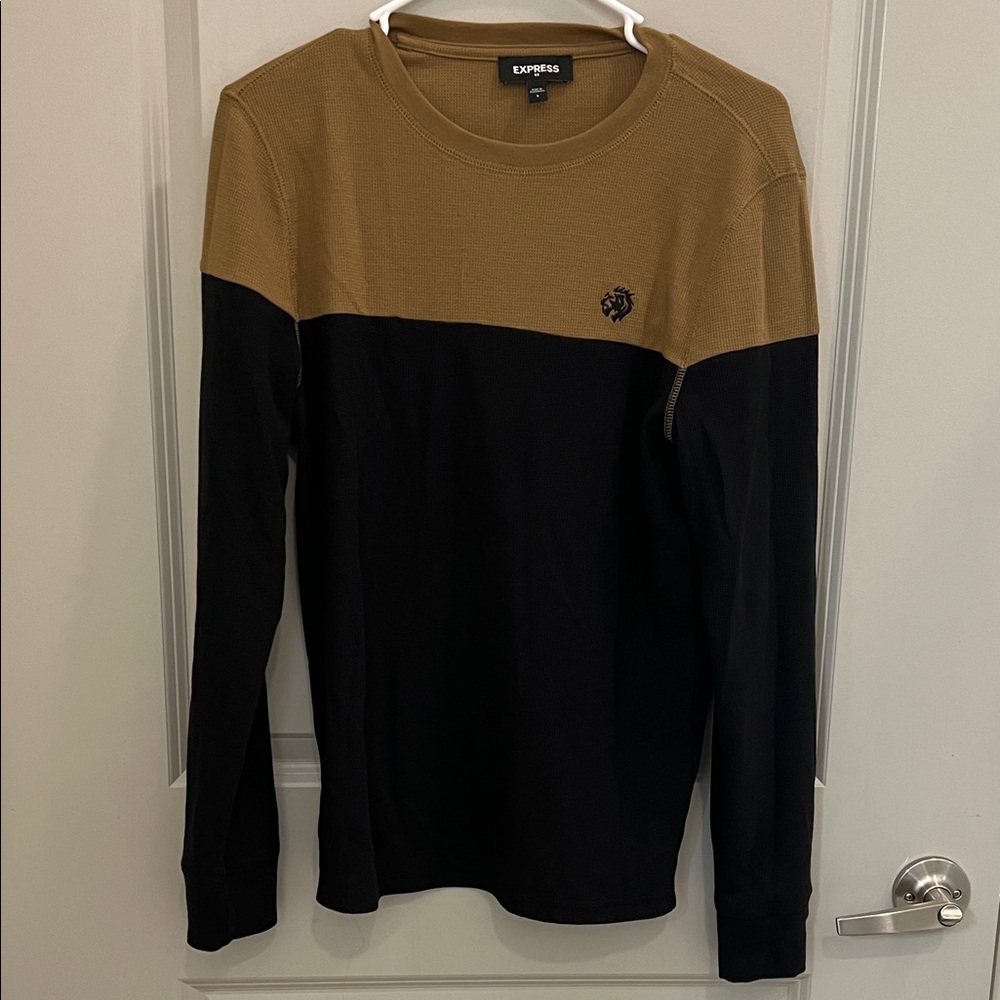Express Men's Two-Tone Long Sleeve Shirt - Brown and Black